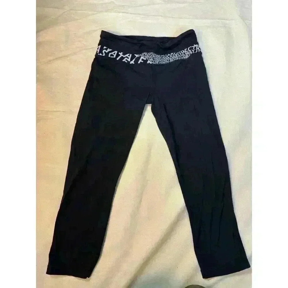 Lululemon Waist Cropped Leggings Women's Size 6 Black Graphic Waist 26”